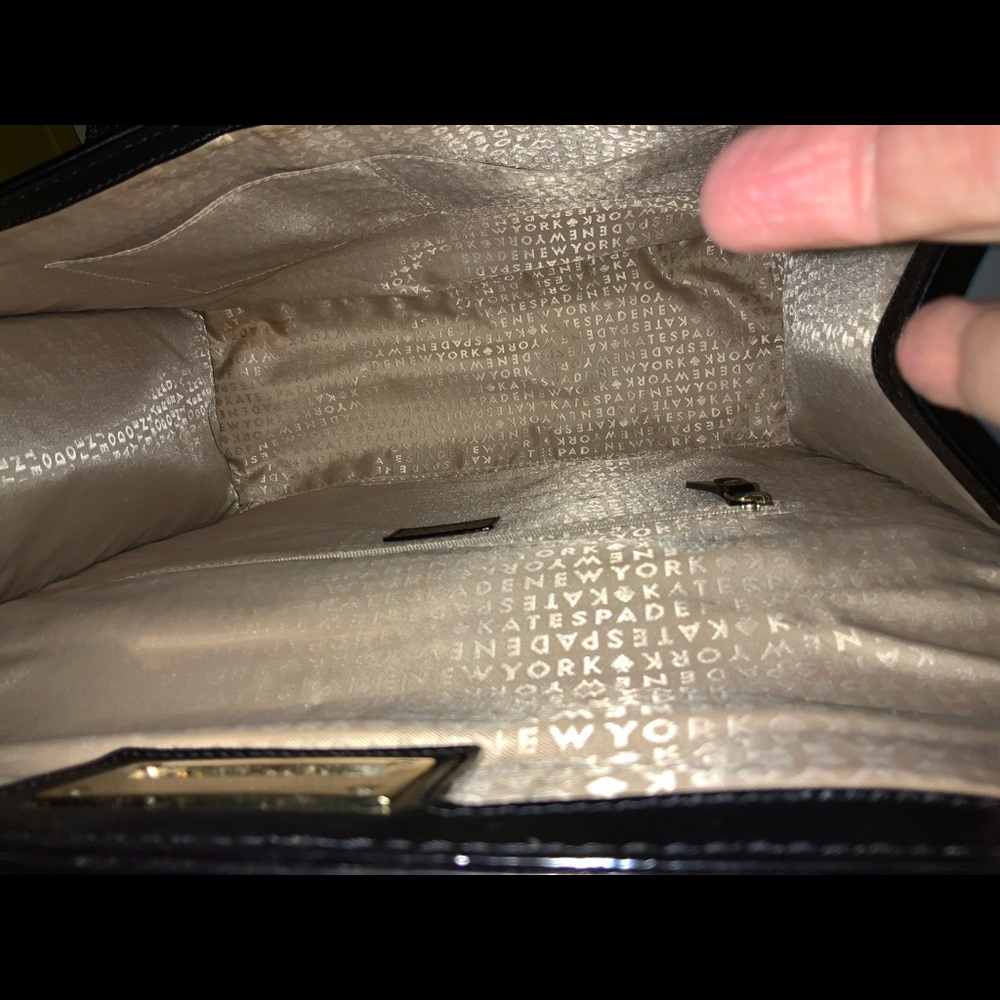 KATE SPADE NEW YORK black leather bag 10 1/2 by 13 - Picture 4 of 5